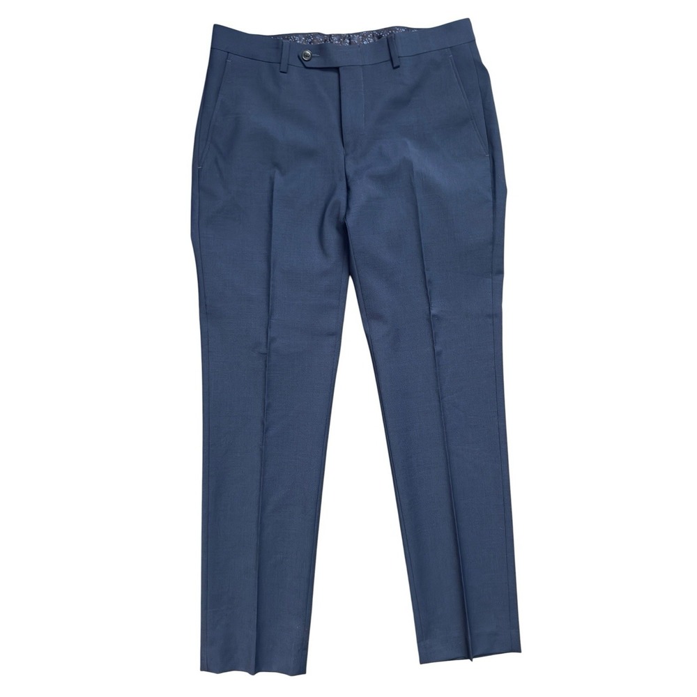Bar III Men's Blue Slim Straight Leg Trousers Wool Poly Dress Pants Sz 32 x 30